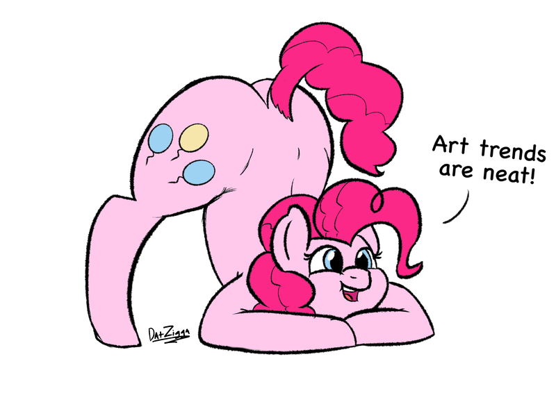 Size: 2882x2087 | Tagged: suggestive, artist:datzigga, derpibooru import, pinkie pie, earth pony, pony, balloonbutt, butt, face down ass up, image, plot, png, solo, the ass was fat