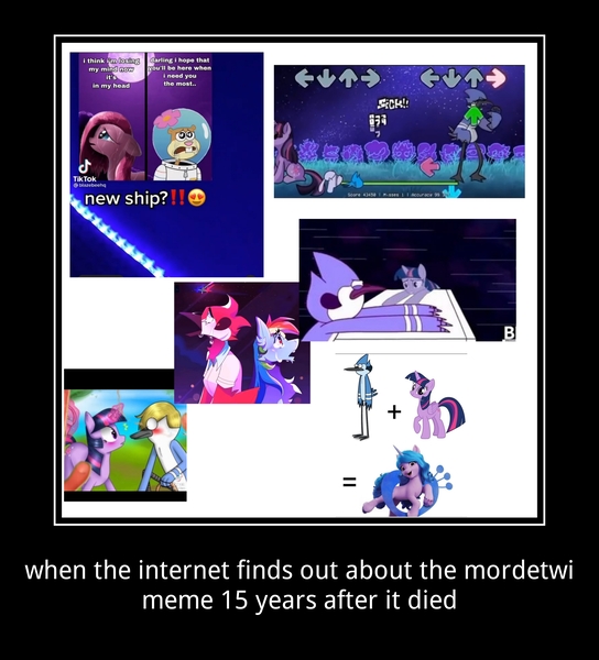 Size: 4365x4815 | Tagged: safe, derpibooru import, izzy moonbow, rainbow dash, twilight sparkle, g5, crossover, crossover shipping, female, friday night funkin', image, jpeg, male, margaret, meme, mordecai, mordetwi, regular show, shipping, straight