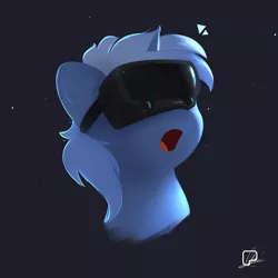 Size: 4000x4000 | Tagged: safe, artist:potato22, derpibooru import, oc, oc:double colon, unofficial characters only, pony, unicorn, image, open mouth, png, solo, virtual reality, vr goggles