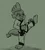 Size: 900x1000 | Tagged: safe, artist:genericmlp, derpibooru import, spike, anthro, digitigrade anthro, dragon, g4, clothes, eyebrows, eyelashes, frown, gi, green background, image, keikogi, kick, male, martial arts, monochrome, png, simple background, solo, tail, wingless spike