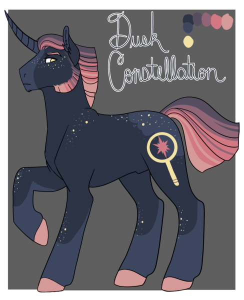 Size: 1280x1573 | Tagged: safe, artist:felinenostalgic, derpibooru import, oc, oc:dusk constellation, unofficial characters only, pony, unicorn, body freckles, freckles, image, male, muttonchops, offspring, parent:big macintosh, parent:twilight sparkle, parents:twimac, png, raised hoof, sideburns, solo, stallion