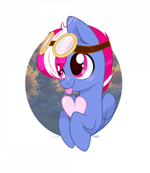 Size: 1920x2216 | Tagged: safe, artist:cat smoker, derpibooru import, oc, oc:steam loco, unofficial characters only, pegasus, pony, blushing, commission, cute, folded wings, goggles, heart, image, male, pegasus oc, png, simple background, smiling, solo, transparent background, wings, ych result