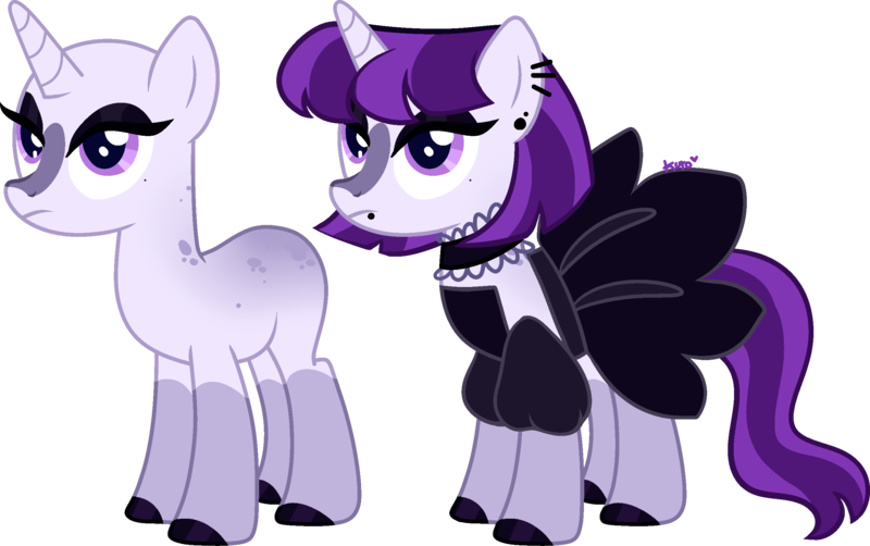 Size: 2515x1577 | Tagged: safe, artist:kurosawakuro, derpibooru import, oc, pony, unicorn, bald, clothes, dress, female, image, magical lesbian spawn, mare, offspring, parent:inky rose, parent:twilight sparkle, png, simple background, solo, transparent background