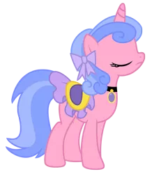 Size: 3037x3479 | Tagged: safe, artist:three uncle, derpibooru import, royal ribbon, pony, unicorn, sweet and elite, background pony, bow, eyes closed, female, hair bow, image, jewelry, mare, png, saddle, simple background, solo, tack, transparent background