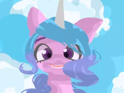 Size: 1024x768 | Tagged: safe, artist:pnpn_721, derpibooru import, izzy moonbow, unicorn, g5, image, jpeg, lineless, looking at you, solo