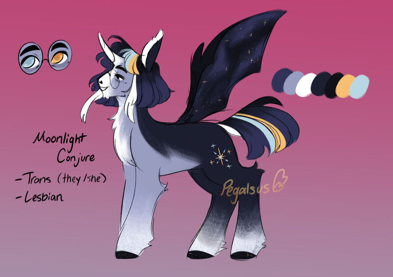 Size: 1280x903 | Tagged: safe, artist:pegalsus, derpibooru import, twilight sparkle, twilight sparkle (alicorn), alicorn, pony, alternate design, alternate universe, bat wings, glasses, image, jpeg, pronouns, solo, twitterina design, wings