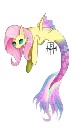 Size: 860x1303 | Tagged: safe, artist:kimmytheredhead, derpibooru import, fluttershy, merpony, pegasus, pony, seapony (g4), blue eyes, female, fin wings, fins, fish tail, flowing tail, image, looking at you, mermaid tail, pink mane, png, seaponified, seapony fluttershy, signature, simple background, solo, species swap, tail, transparent background, wings
