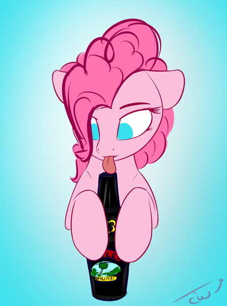 Size: 1362x1833 | Tagged: safe, artist:colourwave, derpibooru import, pinkie pie, earth pony, pony, alcohol, bailes, bust, female, floppy ears, image, licking, png, simple background, solo, tongue out