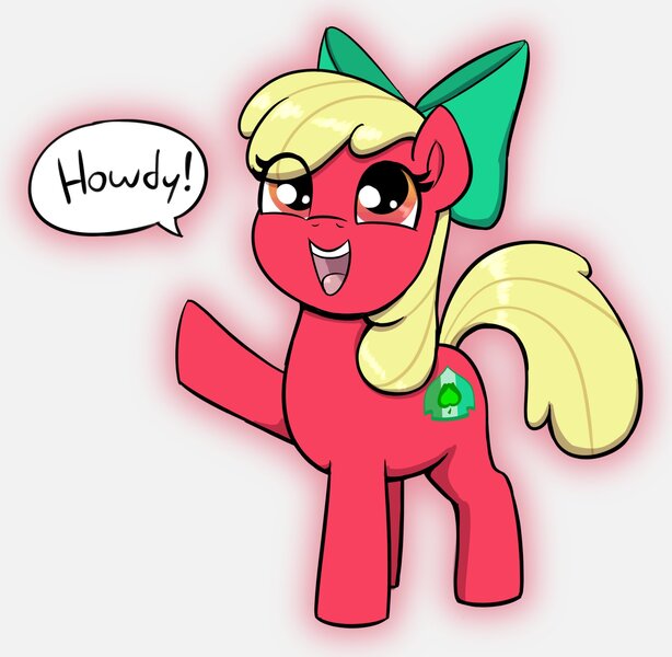 Size: 1760x1720 | Tagged: safe, artist:heretichesh, derpibooru import, oc, oc:abble ploom, earth pony, pony, female, filly, image, jpeg, palette swap, recolor, simple background, solo, speech bubble