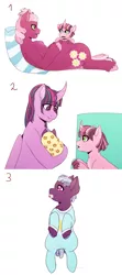 Size: 1920x4340 | Tagged: safe, artist:hahyh, derpibooru import, cheerilee, twilight sparkle, twilight sparkle (alicorn), oc, oc:blooming wonder, oc:nebula shine, alicorn, earth pony, pony, unicorn, baby, baby pony, cheerilight, female, holding a pony, image, lesbian, magical lesbian spawn, male, mare, mother and child, mother and son, offspring, onsie, parent:cheerilee, parent:twilight sparkle, png, pregnant, shipping, simple background, white background