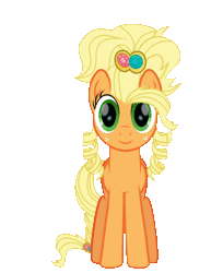 Size: 978x1200 | Tagged: safe, artist:lincolnbrewsterfan, derpibooru import, applejack, earth pony, pony, my little pony: the movie, simple ways, alternate hairstyle, alternate tailstyle, animated, applejewel, beautiful, derpibooru exclusive, female, freckles, gif, hairclip, happy, image, looking at you, mare, movie accurate, rotating, rotation, simple background, smiling, smiling at you, solo, spinning, standing, standing up, standing upright, transparent background, you spin me right round