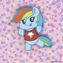 Size: 2048x2048 | Tagged: safe, artist:ledwine glass, derpibooru import, rainbow dash, pegasus, pony, blushing, bolt, chibi, clothes, cloud, cute, dashabetes, happy, image, jpeg, simple background, solo, standing, standing up, wingless