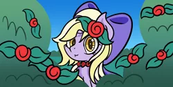 Size: 2480x1250 | Tagged: safe, artist:dinkyuniverse, derpibooru import, dinky hooves, pony, bow, flower, hair bow, image, png, rose, solo