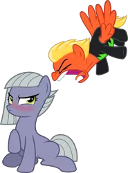 Size: 4186x5649 | Tagged: safe, artist:hendro107, artist:jhayarr23, derpibooru import, edit, limestone pie, short fuse, pony, the maud couple, the washouts (episode), absurd resolution, blushing, female, image, limefuse, limetsun pie, male, mare, png, shipping, simple background, straight, transparent background, tsundere, vector, yelling