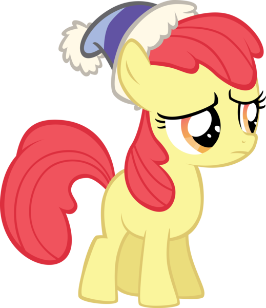 Size: 3637x4207 | Tagged: safe, artist:sircinnamon, derpibooru import, apple bloom, earth pony, pony, female, filly, image, png, sad, simple background, solo, transparent background, vector, winter hat