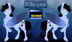 Size: 4096x2408 | Tagged: safe, artist:inisealga, derpibooru import, oc, oc:allegro, unofficial characters only, pegasus, commission, image, jpeg, pegasus oc, reference sheet, wings