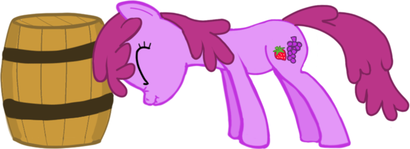 Size: 875x318 | Tagged: safe, artist:azgchip, derpibooru import, berry punch, berryshine, earth pony, pony, alcohol, barrel, cider, cutie mark, digital art, eyes closed, female, image, leaning forward, mare, png, pushing, scrunchy face, simple background, transparent background, wine