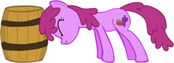 Size: 875x318 | Tagged: safe, artist:azgchip, derpibooru import, berry punch, berryshine, earth pony, pony, alcohol, barrel, cider, cutie mark, digital art, eyes closed, female, image, leaning forward, mare, png, pushing, scrunchy face, simple background, transparent background, wine