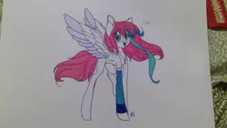 Size: 3264x1836 | Tagged: safe, artist:donnie-moon, derpibooru import, oc, oc:ren, unofficial characters only, pegasus, pony, female, image, jpeg, mare, open mouth, pegasus oc, smiling, solo, sombra eyes, wings