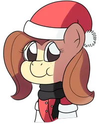 Size: 1512x1898 | Tagged: safe, artist:sparkfler85, derpibooru import, oc, oc:flani bainilye, unofficial characters only, earth pony, pony, christmas, clothes, coat, cute, female, freckles, gloves, hat, holiday, image, mare, png, scarf, simple background, solo, transparent background