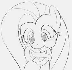 Size: 836x816 | Tagged: safe, artist:dotkwa, derpibooru import, fluttershy, pegasus, pony, aweeg*, blushing, bust, cute, eating, female, food, gray background, grayscale, image, mare, monochrome, png, pretzel, puffy cheeks, shyabetes, simple background, sketch, solo