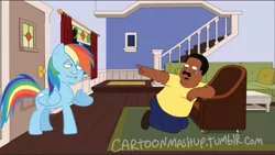 Size: 653x369 | Tagged: safe, artist:cartoonmashup, derpibooru import, rainbow dash, cleveland brown, crying, face swap, holt richter, image, png, pointing, the cleveland show