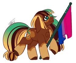 Size: 1225x1006 | Tagged: safe, artist:inspiredpixels, derpibooru import, oc, unofficial characters only, pony, coat markings, hairband, image, png, pride flag, signature, simple background, socks (coat marking), solo, tailband, transparent background