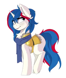 Size: 3840x4512 | Tagged: safe, artist:beardie, derpibooru import, oc, oc:relache, unofficial characters only, pony, unicorn, blushing, chest fluff, clothes, image, png, scarf, smiling, solo