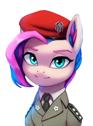 Size: 2976x4000 | Tagged: safe, artist:mrscroup, derpibooru import, oc, oc:vapourwave, unofficial characters only, pegasus, pony, beret, clothes, hat, image, looking at you, png, smiling, solo, uniform
