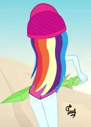 Size: 394x549 | Tagged: safe, artist:flutteryaylove, derpibooru import, edit, edited screencap, screencap, rainbow dash, equestria girls, beach, image, png