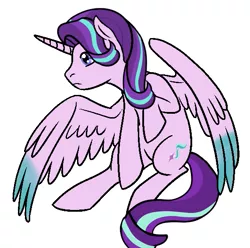 Size: 571x567 | Tagged: safe, artist:taeko, derpibooru import, starlight glimmer, alicorn, pony, alicornified, base used, basic, black outlines, blue tipped wings, colored wings, cutie mark, flying, frown, image, large wings, multicolored mane, multicolored tail, no shading, no source available, pink body, png, purple eyes, purple mane, purple tail, race swap, realistic wings, simple background, small ears, starlicorn, starlight glimmer is best pony, starlight glimmer is overpowered, white background, wings, xk-class end-of-the-world scenario, xk-class end-of-the-world scenario alicorn