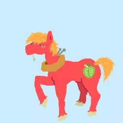 Size: 500x500 | Tagged: safe, artist:askpinkiepieandfriends, derpibooru import, big macintosh, earth pony, pony, blue background, image, male, png, raised hoof, simple background, solo, stallion, straw in mouth