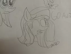 Size: 4160x3120 | Tagged: safe, artist:muhammad yunus, derpibooru import, oc, oc:annisa trihapsari, unofficial characters only, earth pony, pony, crying, earth pony oc, eyes closed, female, heart, image, indonesia, jpeg, mare, open mouth, photo, sketch, solo, sorry, traditional art