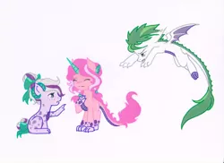 Size: 1750x1275 | Tagged: safe, artist:ocean-drop, derpibooru import, oc, oc:crème de la crème, oc:gem stone, oc:radiance, unofficial characters only, dracony, hybrid, base used, female, image, interspecies offspring, jpeg, offspring, parent:rarity, parent:spike, parents:sparity, siblings, simple background, sisters, trio, white background