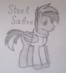 Size: 2313x2537 | Tagged: safe, artist:dimdariusz, derpibooru import, oc, oc:steel sabre, pegasus, pony, clothes, cute, hoodie, image, jpeg, male, pencil drawing, simple background, sketch, smiling, solo, solo male, stallion, traditional art