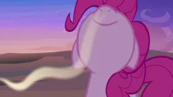 Size: 1280x720 | Tagged: safe, derpibooru import, screencap, pinkie pie, earth pony, pony, daring done?, season 7, female, image, mare, nose in the air, png, smiling, solo