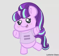 Size: 2048x1967 | Tagged: safe, artist:ledwine glass, derpibooru import, starlight glimmer, pony, unicorn, blushing, chibi, clothes, cute, equality, equality mark, evil, glimmerbetes, happy, horn, image, jpeg, shirt