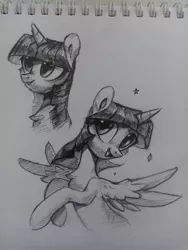 Size: 1200x1600 | Tagged: safe, artist:enderselyatdark, derpibooru import, twilight sparkle, twilight sparkle (alicorn), alicorn, pony, cute, female, image, jpeg, mare, monochrome, sketch, solo, traditional art, twiabetes