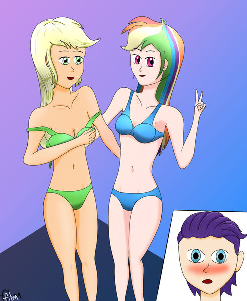 Size: 1280x1561 | Tagged: suggestive, artist:film77asq, derpibooru import, applejack, dirk thistleweed, rainbow dash, accountibilibuddies, equestria girls, equestria girls series, spoiler:eqg series (season 2), appledash, appledirk, blushing, female, image, imminent sex, imminent threesome, jpeg, lesbian, male, rainbowdirk, shipping, straight