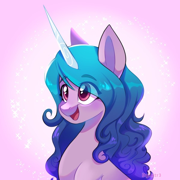 Size: 2048x2048 | Tagged: safe, artist:dymitre, artist:reborn3580, derpibooru import, izzy moonbow, pony, unicorn, female, g5, glow, image, jpeg, mare, pink background, signature, simple background, solo