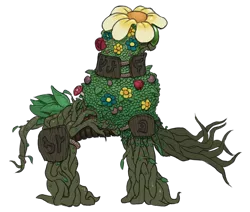 Size: 1034x875 | Tagged: safe, artist:multiverseequine, derpibooru import, golem, daybreak island, derpibooru exclusive, flower, flower in hair, image, plant, png, simple background, solo, transparent background, vine