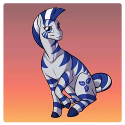 Size: 1000x1000 | Tagged: safe, artist:foxenawolf, derpibooru import, oc, oc:skye path, unofficial characters only, zebra, fanfic:cosmic lotus, blue stripes, cutie mark, fanfic art, female, gradient background, image, mare, png, solo