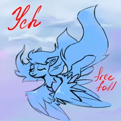 Size: 4000x4000 | Tagged: safe, derpibooru import, pegasus, pony, unicorn, commission, falling, flying, freefall, image, in the sky, jpeg, sky, solo, ych sketch, your character here