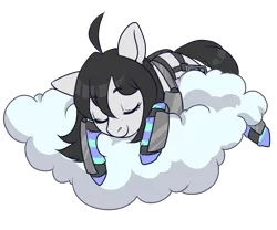 Size: 1200x1000 | Tagged: safe, artist:lavvythejackalope, derpibooru import, oc, unofficial characters only, earth pony, clothes, cloud, colored hooves, commission, earth pony oc, eyes closed, image, on a cloud, png, simple background, sleeping, smiling, solo, transparent background, ych result