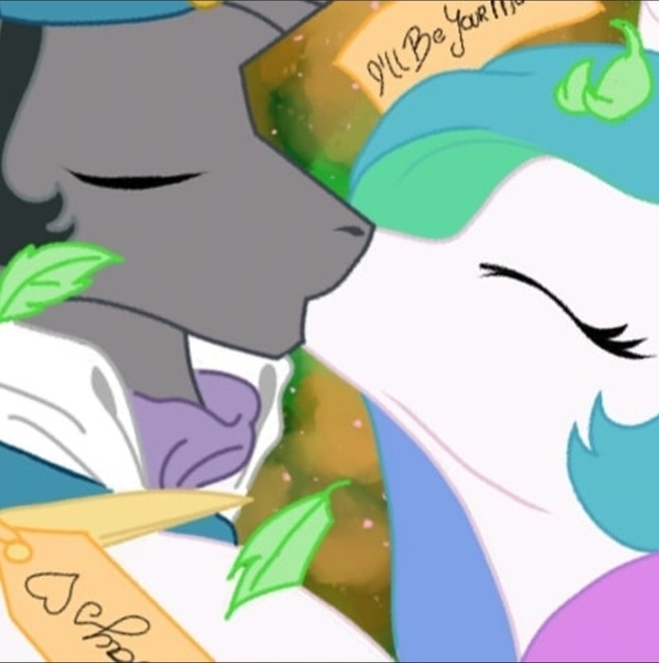 Size: 1076x1082 | Tagged: artist needed, source needed, safe, king sombra, princess celestia, celestibra, eyes closed, female, good king sombra, image, jpeg, kissing, male, shipping, straight