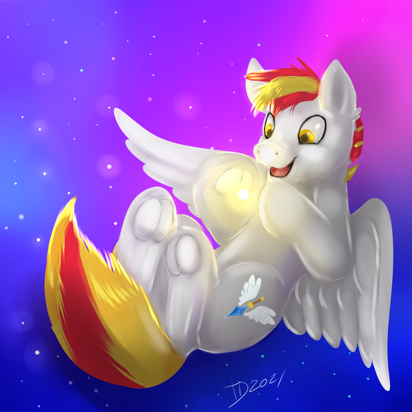 Size: 2000x2000 | Tagged: safe, artist:tehtigress, derpibooru import, oc, oc:shining sky, pegasus, pony, commission, image, light, male, pegasus oc, png, sky, solo, solo male, space, stallion, tail, wings, ych result