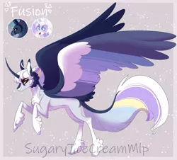 Size: 1280x1157 | Tagged: safe, artist:sugaryicecreammlp, derpibooru import, oc, oc:aura sparkle, oc:rainy thunder, alicorn, pony, colored wings, fusion, image, jpeg, multicolored wings, solo, wings