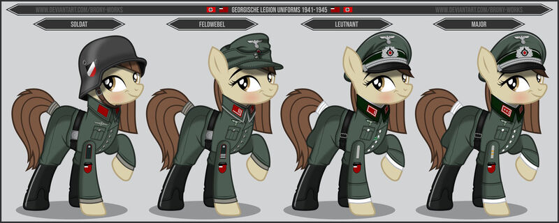 Size: 1280x512 | Tagged: safe, artist:brony-works, derpibooru import, clothes, georgia (country), image, jpeg, nazi, nazi germany, swastika, uniform, world war ii