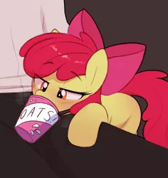 Size: 1104x1170 | Tagged: suggestive, artist:shinodage, edit, ponybooru import, apple bloom, oc, oc:anon, earth pony, human, pony, adorabloom, blushing, cute, female, filly, foal, food, image, not foalcon, oats, png, underage, visible breath