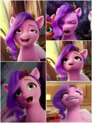 Size: 1500x1999 | Tagged: safe, derpibooru import, screencap, pipp petals, sunny starscout, earth pony, pegasus, pony, my little pony: a new generation, spoiler:g5, duo, duo female, eyes closed, faic, female, frown, g5, image, jpeg, mare, montage, open mouth, open smile, smiling, solo focus, volumetric mouth